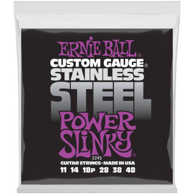 Набор струн для электрогитары ERNIE BALL 2245 Stainless Steel калибр 11-48, Power Slinky