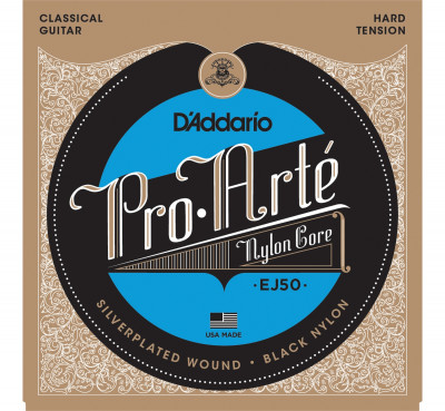 Струны для классической гитары D'ADDARIO EJ50 черный нейлон натяжение-сильное