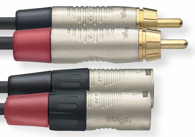 STAGG NTC3CMXMR - двойной кабель (2 х XLR "папа"/ 2 х RCA "папа") . 3 м
