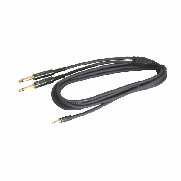 Proel CHLP170LU3 - сценический иструментальный кабель, 6.3mm х 2 джек моно <-> 3.5 джек стерео 3м