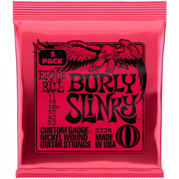 Струны для электрогитары ERNIE BALL 3226 Nickel Slinky Burly 3 Pack 11-52