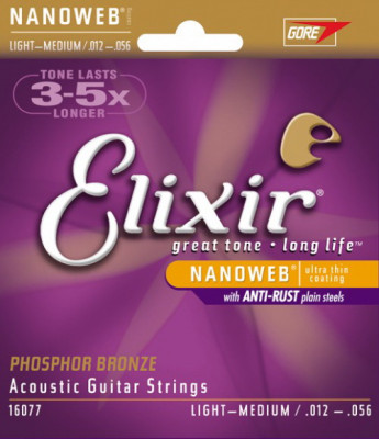 ELIXIR 16077 NanoWeb 12-56 струны для акустической гитары