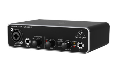 BEHRINGER UMC22 USB-аудиоинтерфейс 2входа-2 выхода, микрофонный предусилитель MIDAS