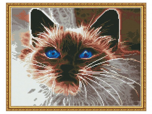 Алмазная мозаика с нанесенной рамкой 40х50 ДЫМЧАТЫЙ КОТ (21 цвет)