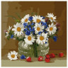 Картина по номерам 30х30 Бузин. Ромашки и васильки (23 цвета)