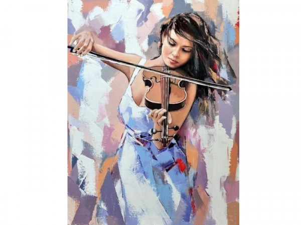 Картина по номерам с цветной схемой на холсте 30х40 Звуки музыки (18 цветов)