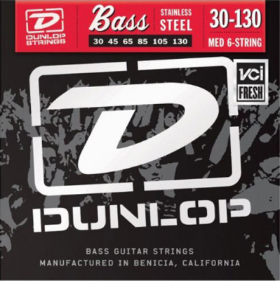 DUNLOP DBS Stainless Steel Bass Medium 6 30-130 струны для 6-струнной бас-гитары