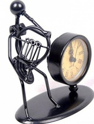 GEWA  Sculpture Clock French Horn часы-скульптура сувенирные валторнист, металл, 12x6,5x13 см