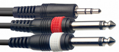 STAGG SYC1/MPS2P E - аудио шнур, miniJack - 2x Jack, длина 1 метр
