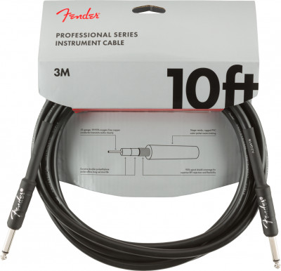 FENDER 10" INST CABLE BLK инструментальный кабель 3 м