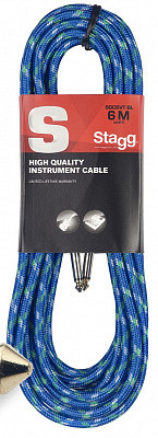 STAGG SGC6VT BL - "твидовый" гитарный кабель Jack-Jack, PRO -разъемы, 6 м