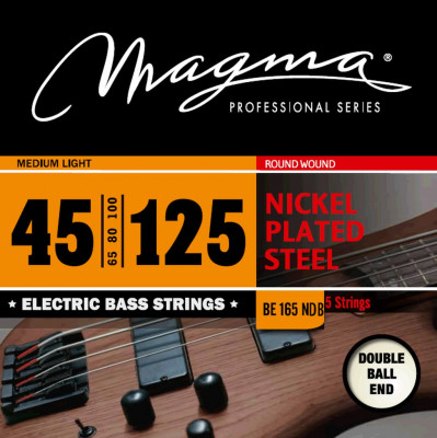 Комплект струн для 5-струнной бас-гитары Low B Double Ball End 45-125 Magma Strings BE165NDB