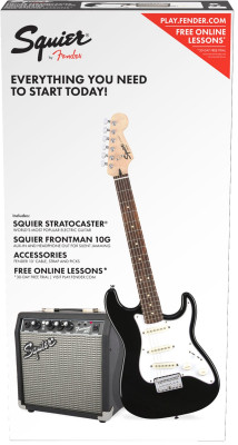 Squier Stratocaster® Pack Laurel Fingerboard Black Gig Bag 10G - 230V EU набор: электрогитара + комбо 10Вт + аксессуары