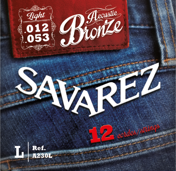 Струны для акустических гитар SAVAREZ A230L Acoustic Bronze (12/12-16/16-24/10-32/14-42/20-53/29) легкого натяжения