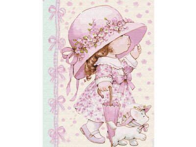 Картина по номерам с цветной схемой на холсте 30х40 Маленькая модница (20 цветов)