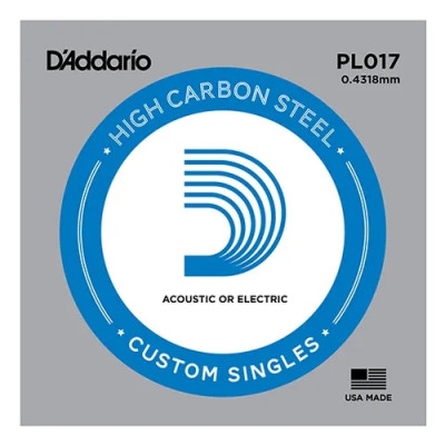 Струна для акустической и электрогитары D'ADDARIO PL017 без обмотки, толщина 017