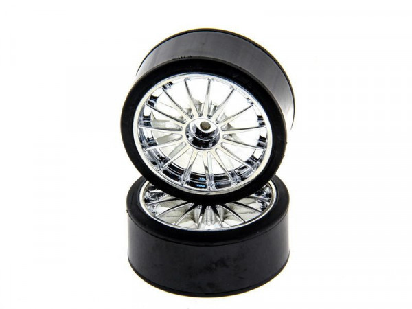 Колеса в сборе с хромированными дисками для дрифт Himoto E18DT, E18DTL