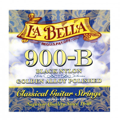 LA  BELLA 900-B Elite Black Nylon/Polished Golden Alloy струны для классической гитары среднее натяж