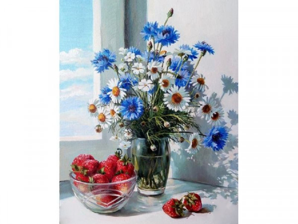 Картина по номерам 40х50 ПОЛЕВОЙ БУКЕТ (27 цветов)