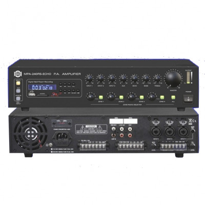 SHOW MPA-240RS трансляционная система 240 Вт DC24в, 25/70/100В, mp3-плеер, 4mic\line+AUX, 4 зоны