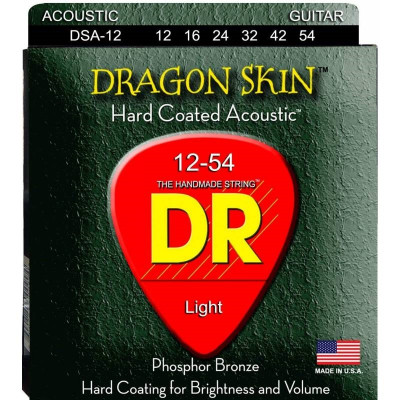 DR DSA-12 Dragon Skin струны для акустической гитары легкого натяжения (12-54)