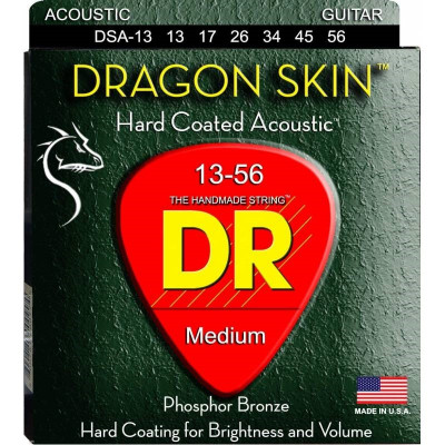 DR DSA-13 Dragon Skin струны для акустической гитары среднего натяжения (13-56)