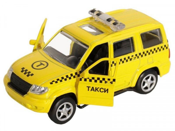 Машина "АВТОПАНОРАМА" "Такси", желтый, 1/50, инерция, в/к 12*7*5,5 см