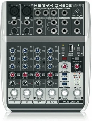 Behringer Xenyx QX602MP3 аналоговый микшерный пульт с ультранизким уровнем шума