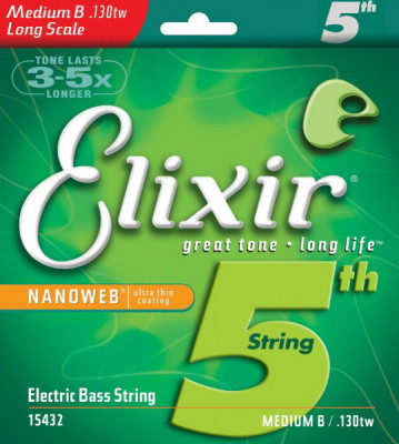 ELIXIR 15432 Nanoweb Medium B 130 одиночная 5-я струна для бас гитары