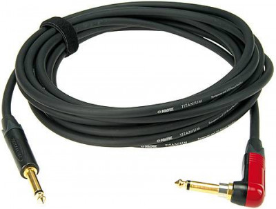KLOTZ TIR-0450PSP TITANIUM готовый инструментальный кабель 4.5м, джек моно Neutrik - джек моно Neutrik 'silent' угловой,