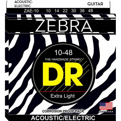 DR ZAE-10 Zebra струны для электроакустической гитары экстралегкого натяжения (10-48)