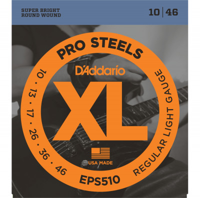 Струны для электрогитары D'ADDARIO EPS510 ProSteels, Regular Light, 10-46