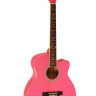 Акустическая гитара Elitaro E4010C розового цвета