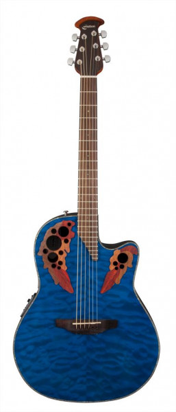 Ovation CE44P-8TQ Celebrity Elite Plus Mid Cutaway Trans Blue Quilt Maple электроакустическая гитара