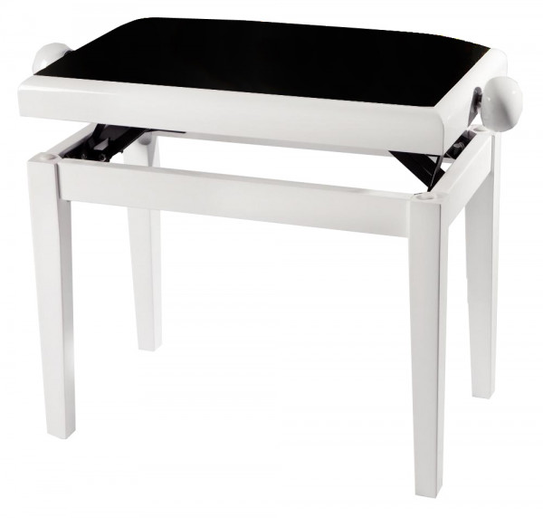 Банкетка для пианино GEWA Deluxe White High Gloss Black Cover  белая глянцевая с черным сиденьем